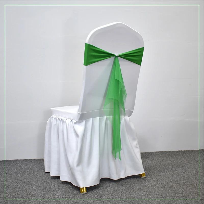 10/50 pièces Stretch Spandex Nœuds de Chaise avec Ruban Organza à Nouer Pour Banquet Fête Mariage Élastiques Écharpes de Chaise