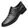 Three-dimensional embossed crocodile pattern business casual men's leather shoes fashion style round head lace-up leather men's shoes