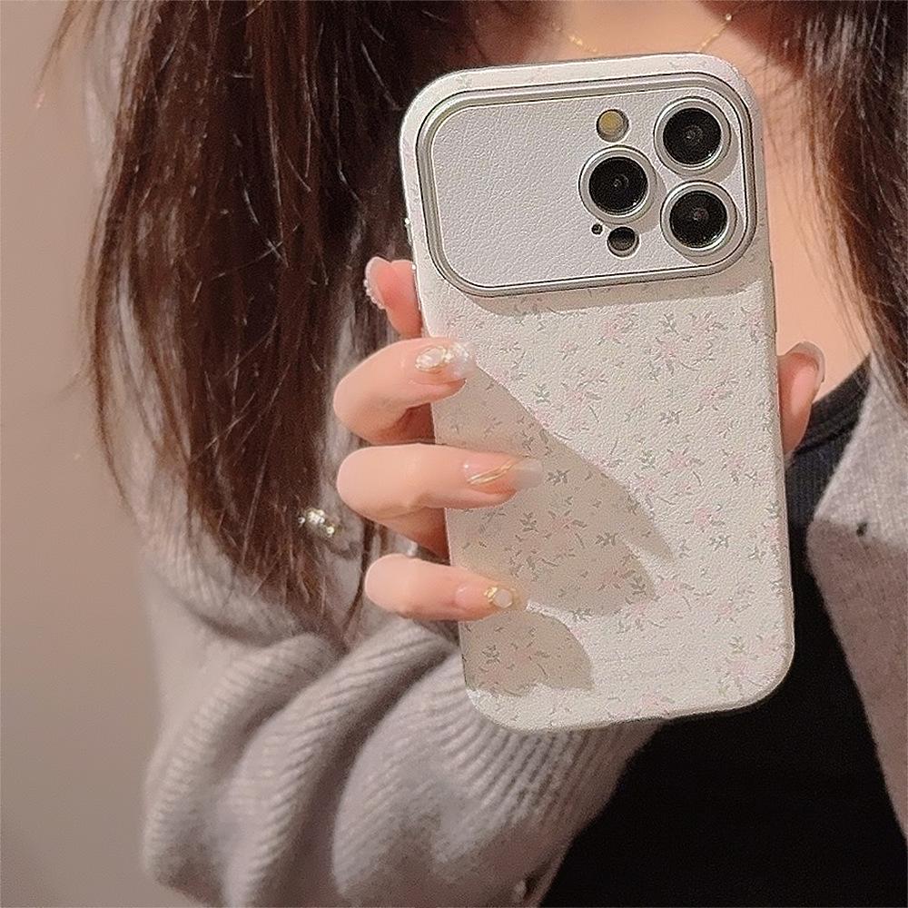 Sweet Little Florals Suitable for Apple 16 Mobile Phone Case 15promax Silver 11 Leather Iphone14 Small Fresh 12