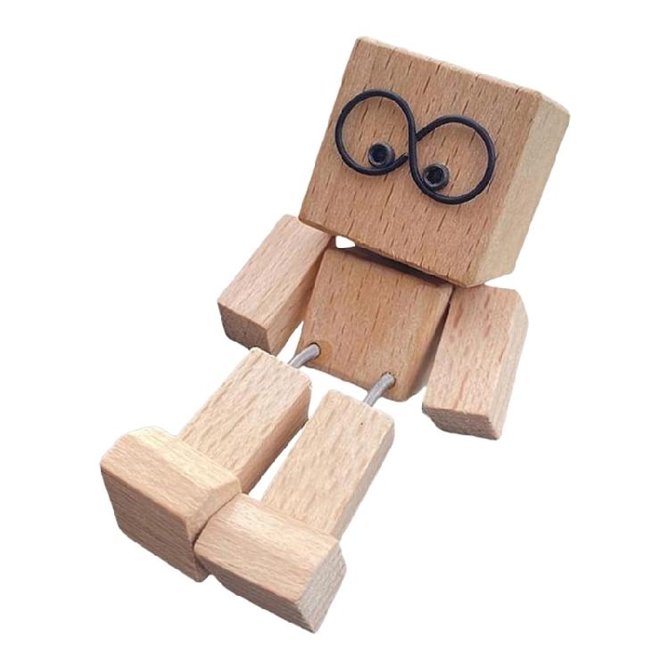 Holzfigur mit wackelnden Füßen Holz-Wackelmann Armaturenbrett-Dekoration Spielerischer Auto-Bewegungsaktivierter Lustiges Holz-Schreibtisch