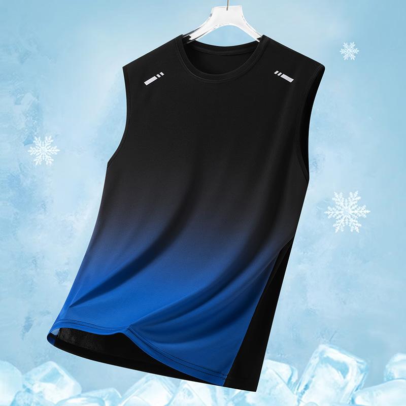 Simple Gradient Graphic Gym Tank Tops for Men Summer Fashion Fitness Sports 3D Printed Vest Loose Quick Dry Outdoor Tees Tops