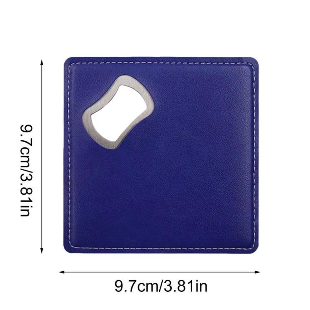 Square Coasters PU Leather Bottle Opener Multifunctional Cup Mat  Party