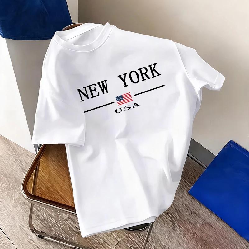 Mens Tshirt City Vibe Fashion Print Streetwear Top 2026 Spring Summer Daily Casual Sports Crew Neck Pure Cotton Tees Oversize