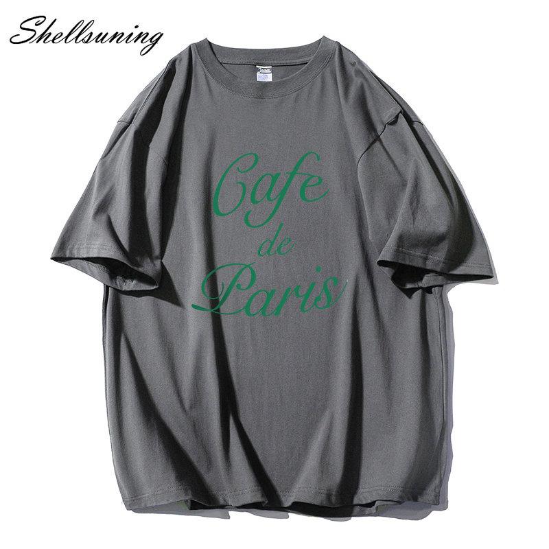 Shellsuning забавные футболки с буквенным принтом женские летние свободные хлопковые — фото 16