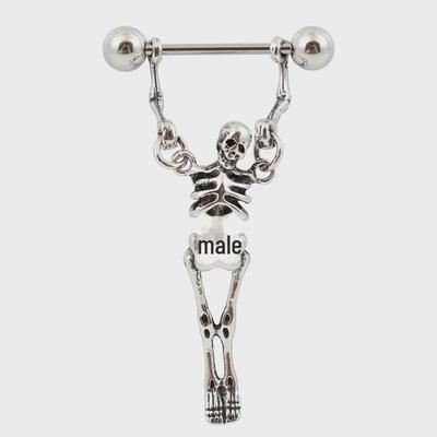 Hypoallergenic Medical Stainless Steel Skull Nipple Ring - Body Piercing Nightclub Accessory