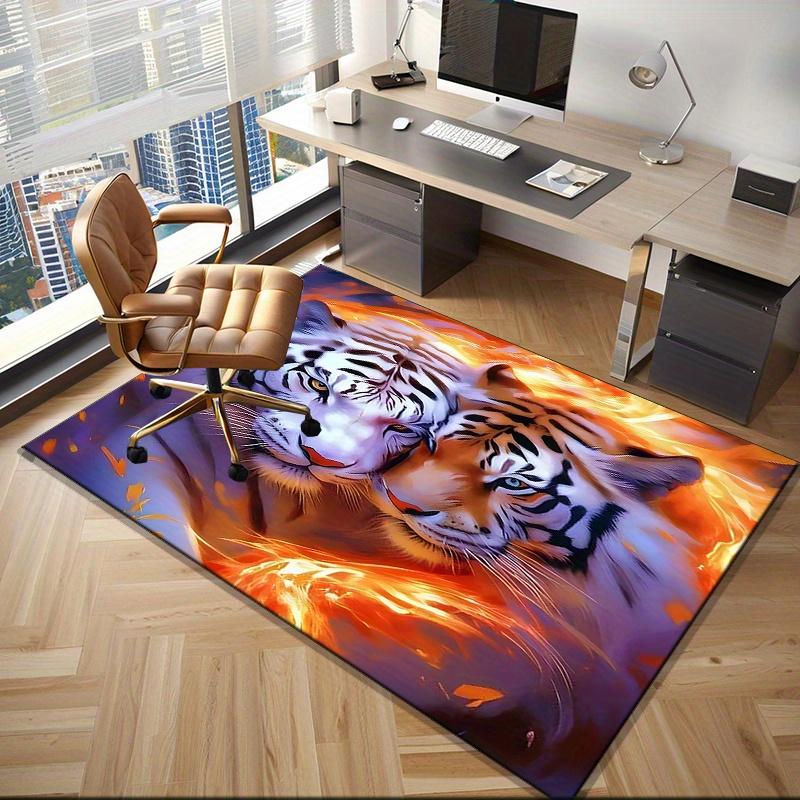

Fiery Tiger and White Tiger Rug for Bold Interior Design - Vibrant 3D Animal Art Carpet, Perfect for Gaming Room or Man Cave 50cm x 80cm