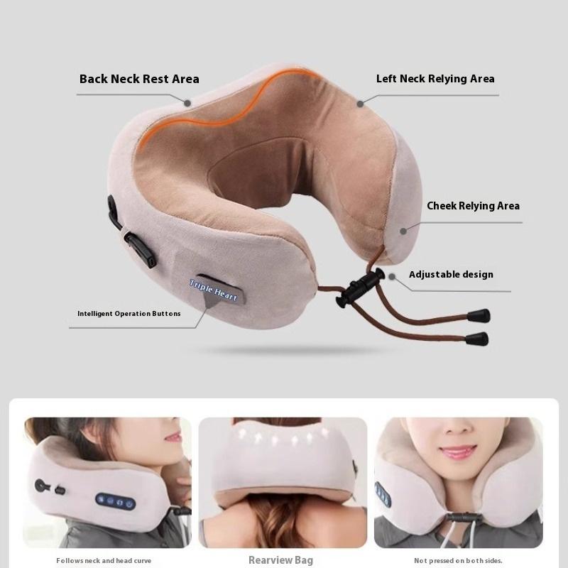 Skulder- og nakkemassasjepute Husholdnings Multifunksjonell Varming Nakkebeskytter Vibrasjon Eltesjal Massasjeapparat Reisemassasjepute