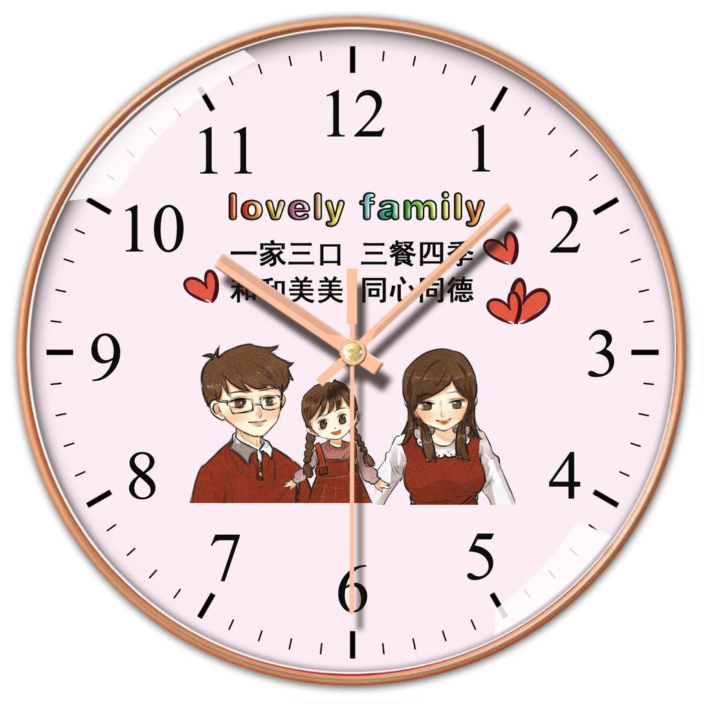 10 Inch 25cm Wall Clock Silent Family Living Room Warm Family Bedroom Clock Living Room Creative