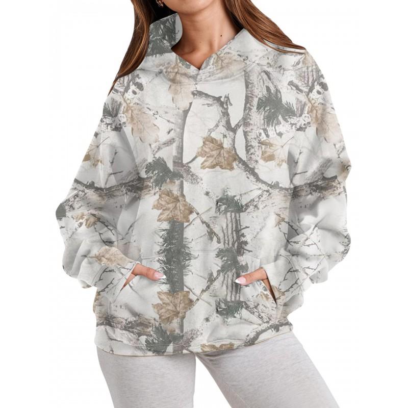 Womens Oversized Hooded Sweatshirt With 3D Print Loose Fit Casual Top 2025