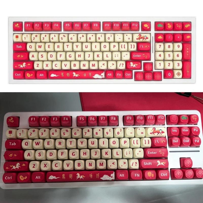 Good luck in the Year of the Horses Keycaps PBT Dye Sublimations MOA Profile Keycap for 61/64/75/87/98/104 Mechanical Keyboards