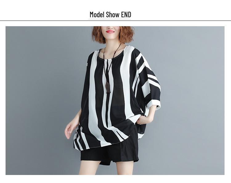 2021 Summer Plus Size Batwing Sleeve Chiffon Top - Loose Fit, Slimming Fashion