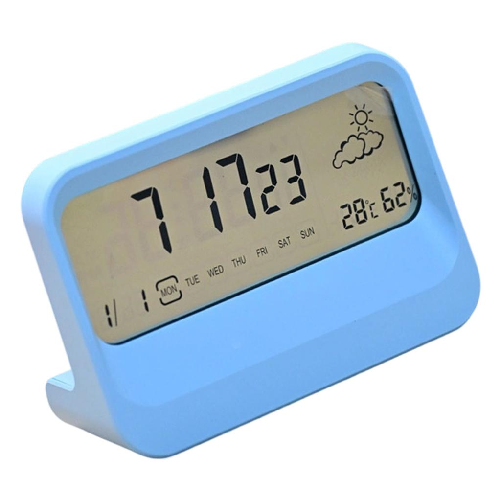 Alarm Clock with Weather Date Digital Clock Large Display Battery Operated Desk Clocks for Bedroom Livingroom Office
