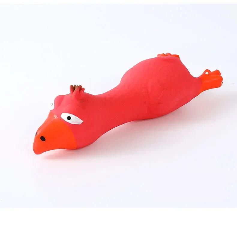 

Милая игрушка для собак, издающая звуки, латексная форма курицы, пищащие игрушки для домашних животных, игрушки для кошек и щенков, издающие звуки, кричащая курица, отпускающая курица