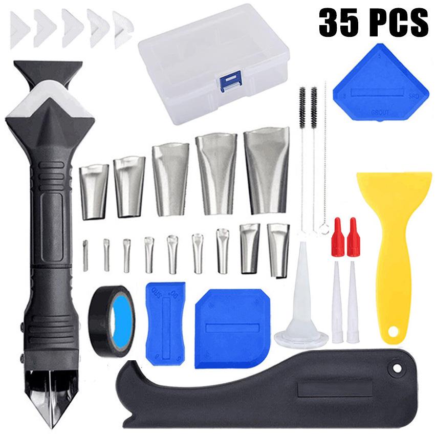 35-Piece Silicone Caulking Tool Set: Trowel, Scraper, Remover for Home Use