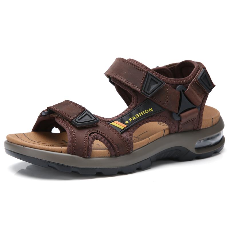 Summer  Men's Sandals Open Toed Sandals Soft Beach Flip Flop Comfortable Leather Sandals Outdoor Men Roman Sandals