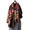 Imitation Cashmere Scarf Lotus Contrast Color Double-sided Imitation Cashmere Scarf Winter Advanced Feeling Warm