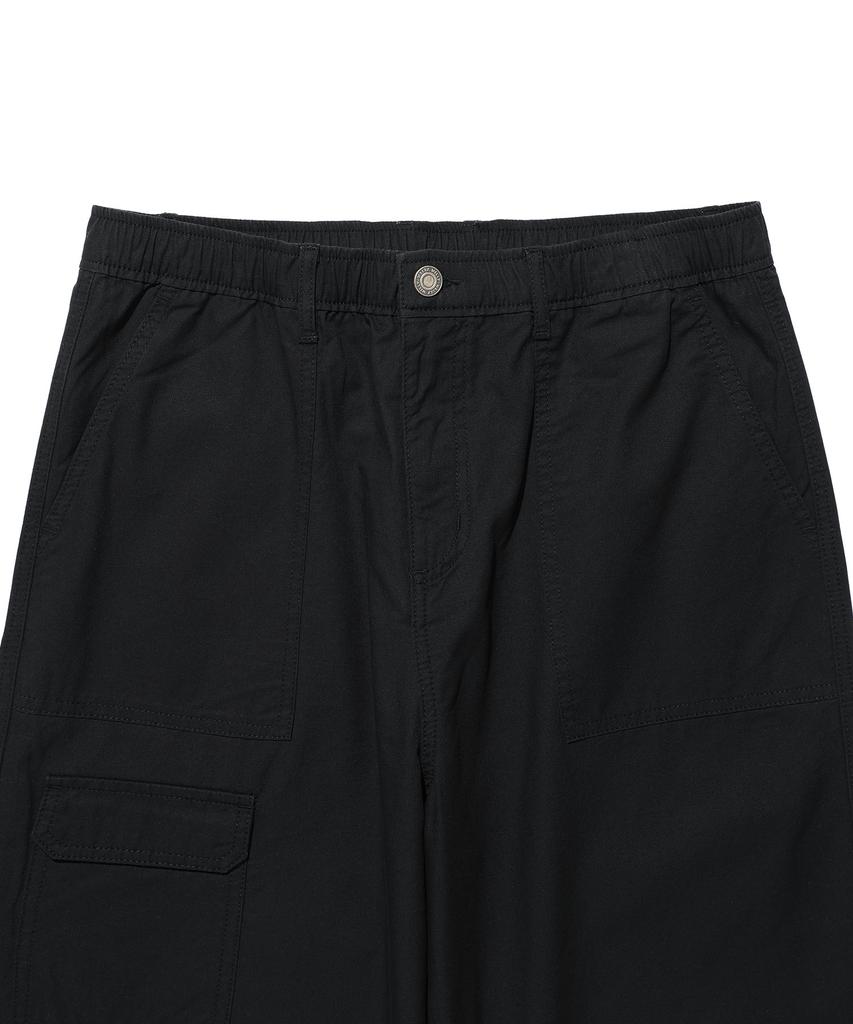 WACKY WILLY Straight Cotton Fatigue Elastic Pants Black