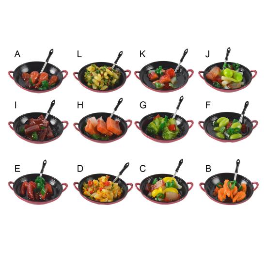 Exquisite High Simulation Clear Texture Simulated Fried Dish Pot Food Kitchen Cooking Toy Micro Landscape Accessory