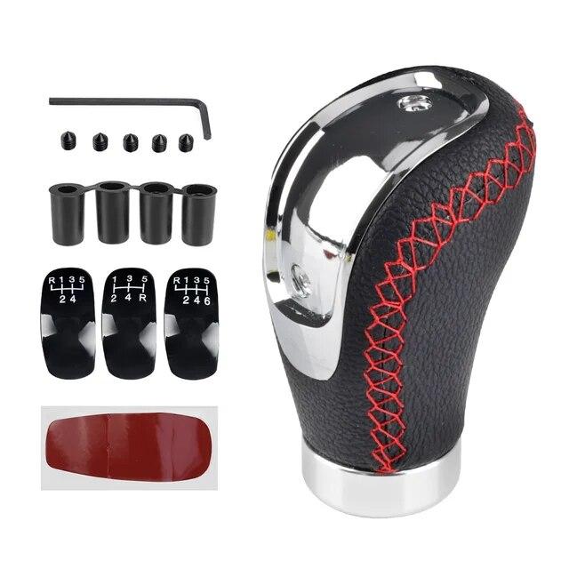 5/6 Speed Universal Replacement Manual Car Hoodie Gear Stick Shift Knob Modified Stick R PU Leather Gearshift Head Gear Knob Set