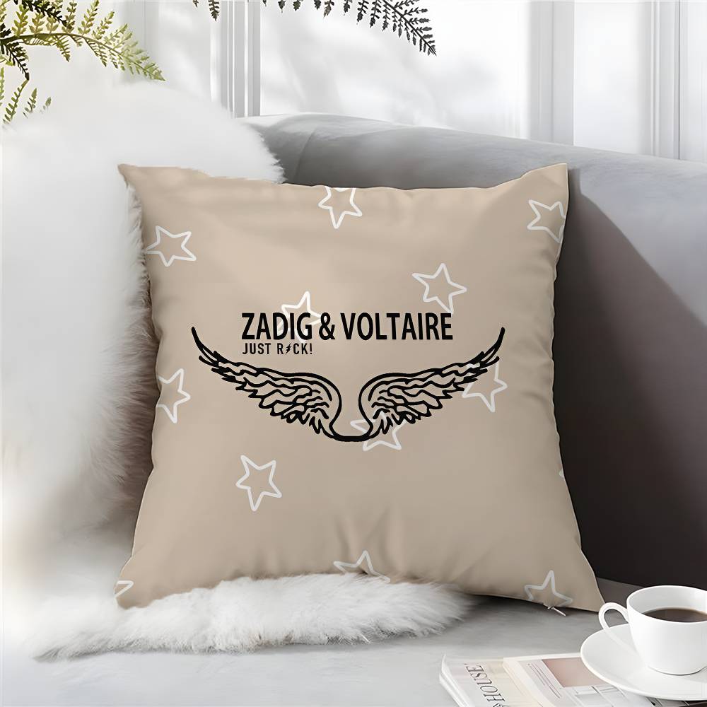 

Cool-Z-Zadig And Voltaire-Light Iuxury Style Pillow Case Comfort Sofa Bed Silky Elegant Invisible Zipper Custom Decorative a 12x12Inch