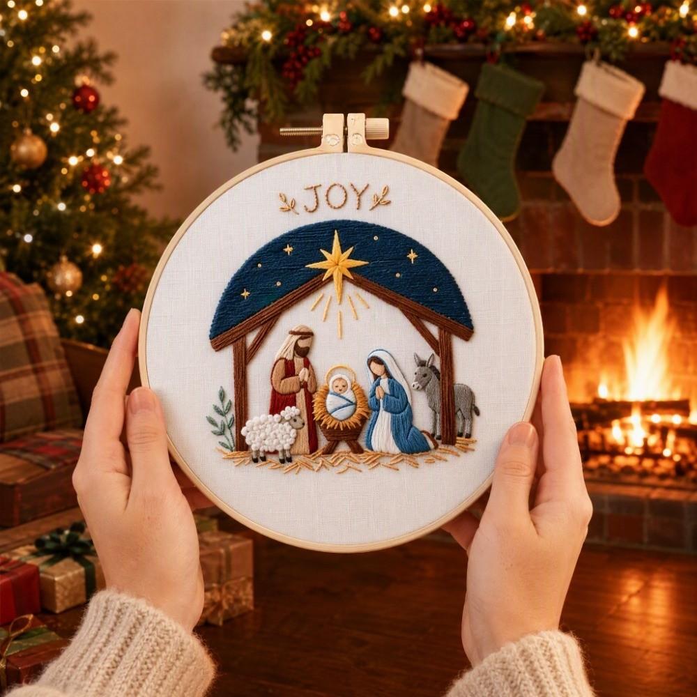 Santa Claus Christmas Embroidery Kit DIY Needlework Craft Punch Needle Kits Beginners
