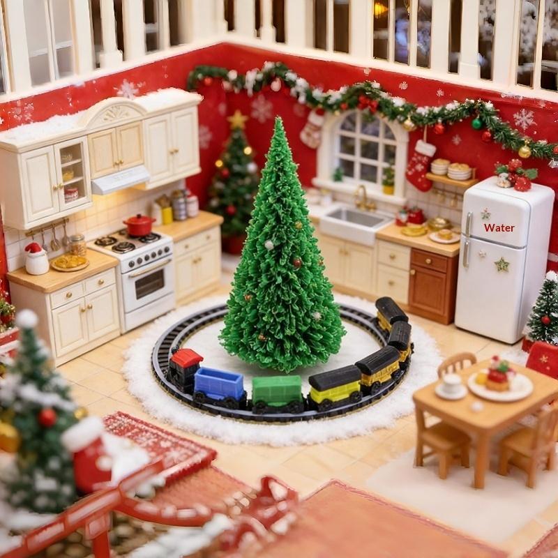 1 Set Sandbox Building Accessory 1:12 Scale Dollhouse Mini Train Kit With Track Realistic Railway Model Decor Photo Props