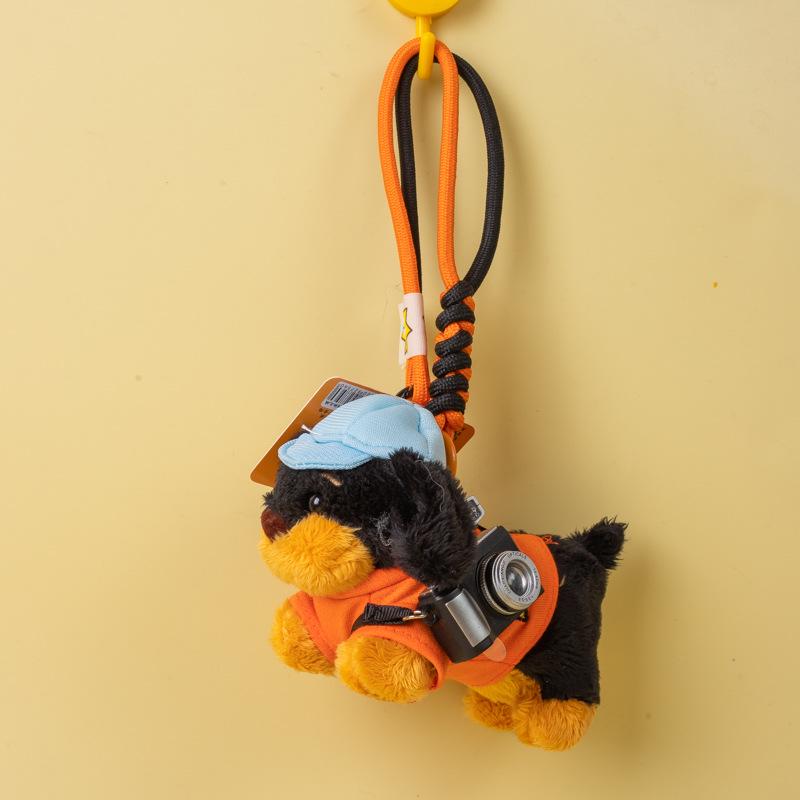 Cartoon Dachshund Plush Toy Camera-Style Keychain Backpack Accessory