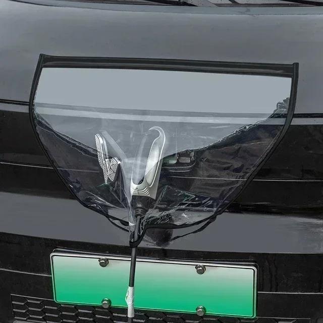 Electric Car Waterproof Charging Port Cover Shell Double-Sided Transparent Rain Snow Magnetic with Suction Cups for Any EV Body