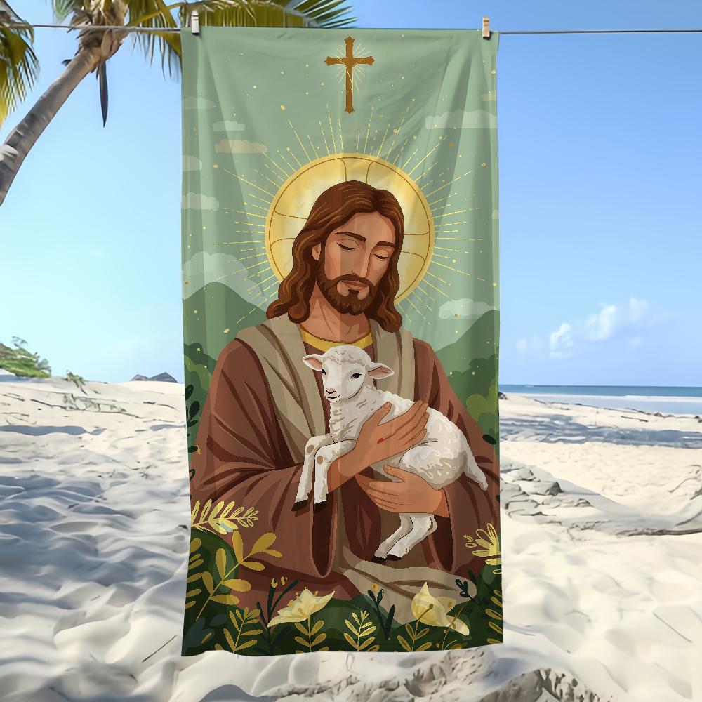Christus Handdoek Textiel Lam Badjas Jezus Strand Sneldrogend Herder Lichtgewicht Draagbaar Kamperen Zwembad Reizen