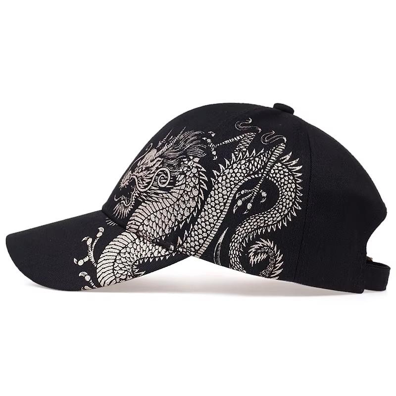Cappellino da Baseball Stampato con Drago Cinese Dorato Unisex Uomo Donna Snapback Primavera Autunno Esterno Regolabile Cappello Casual Punk Rock Gotico Hip Hop