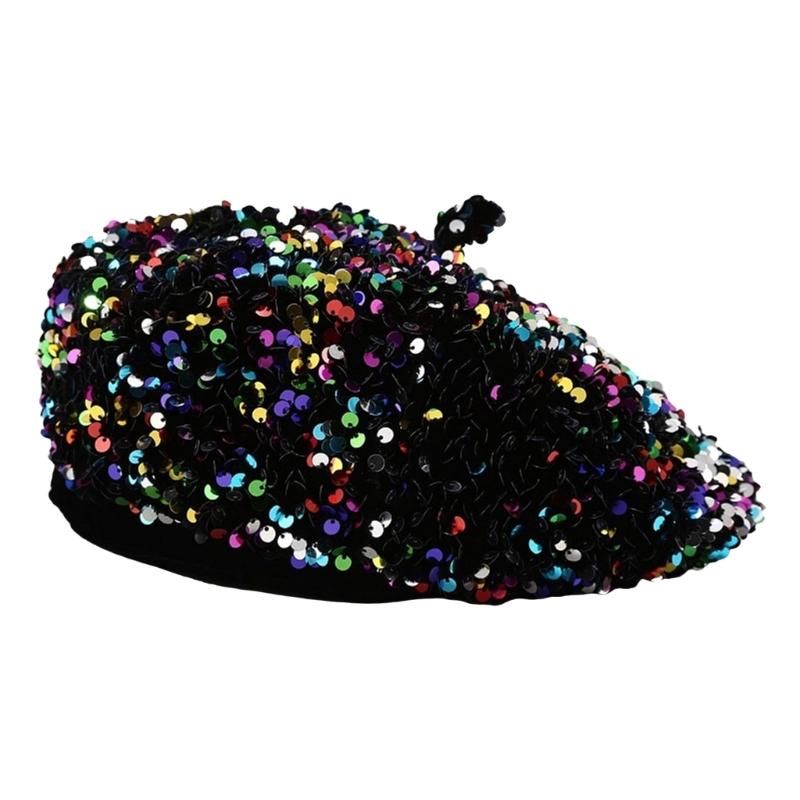 Sequins Beret Hat Fashionable French Beret Elegant Winter Autumn Hat Women Winter Headwear For Parties Outdoor Travel
