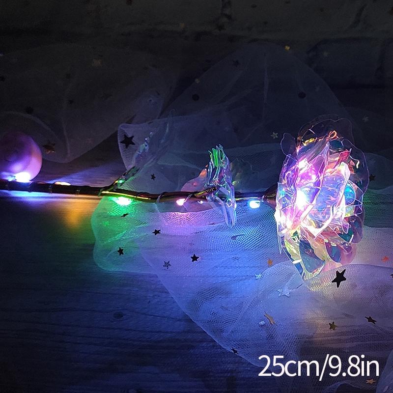 Eternal Flower Galaxy Rose Gift Items Artificial Flowers In Transparent Dome Valentine'S Day Present Vivid Foil Rose Desktop Ornament