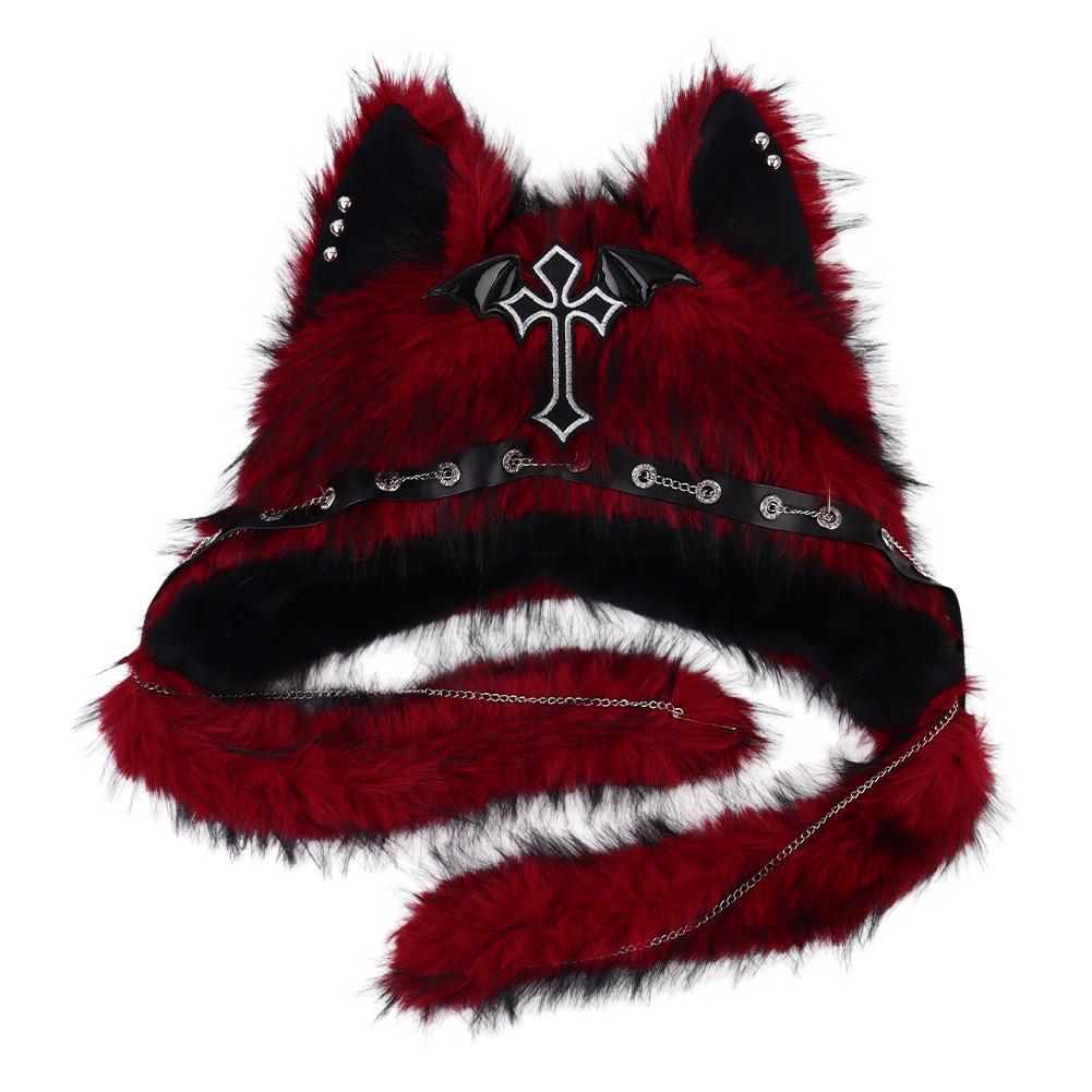Plush Cat Ears Hat For Winter Warmth With Foldable Design For Punk Style Enthusiasts