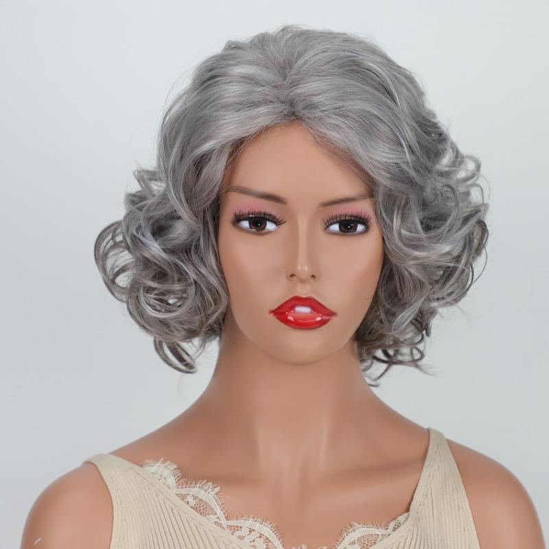 

Новый парик женский на всю голову короткий кудрявый серый синтетический ободок