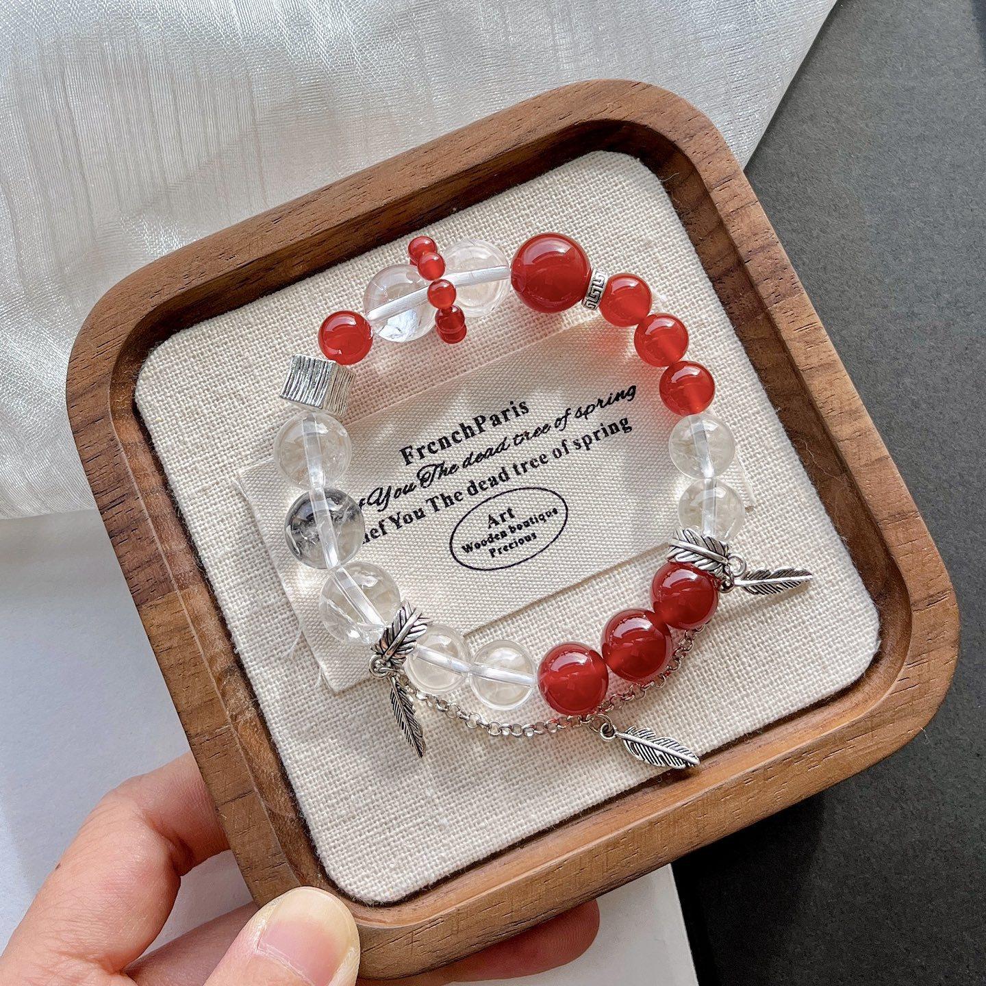 Vintage Tassel Natural White Crystal Chalcedony Design Bracelet Bracelet