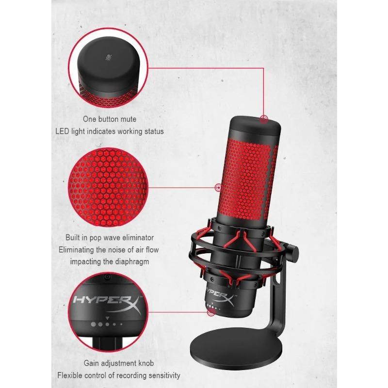 HyperX QuadCast / SoloCast USB Condenser Gaming Microphone Anti-Vibration Shock Mount Four Polar Patterns For PC PS4 PS5 and Mac