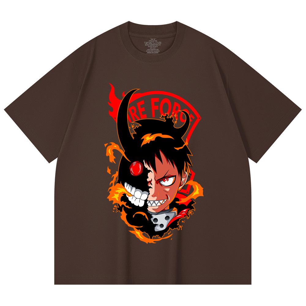 230 Gsm 100% Cotton Fire Force V1 Shinra Print Unisex Heavy Cotton T Shirt