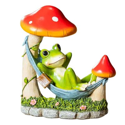 Resin Reading Frog Figurine Garden Statues Mushroom Frog Garden Statue Frog Figurine Lawn Ornaments for Porch Yard Patio Balcony