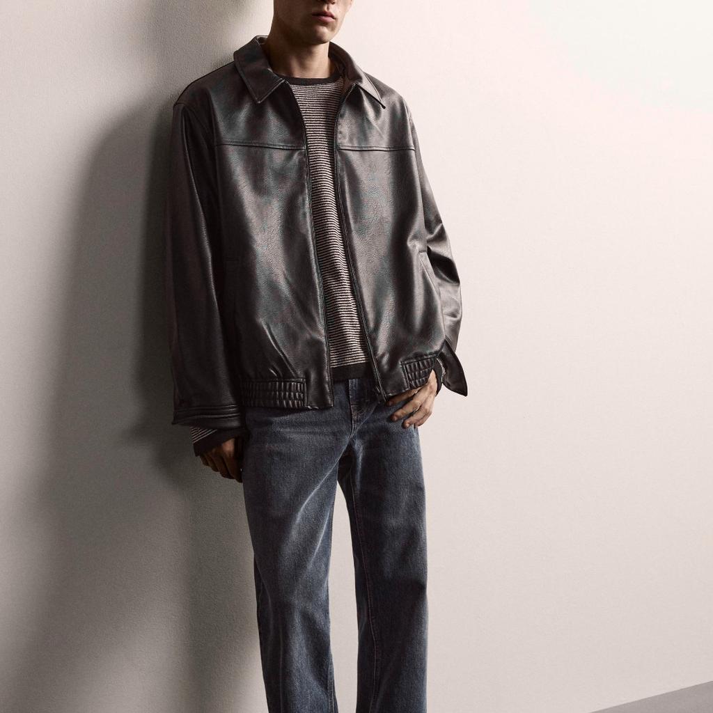 Original European and American fashion men's imitation leather jacket/loose locomotive retro pu leather jacket