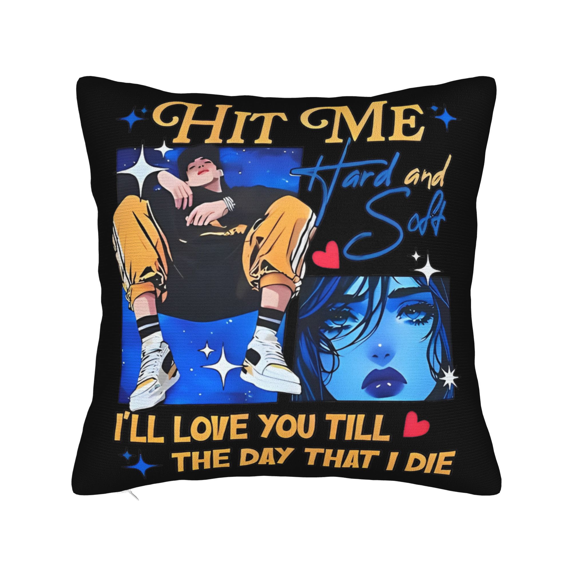 Panika Chen Unisex Hit Me Hard And Soft Tour Billies Eilishs Pillowcase Printing Fabric Cushion Cover Gift Throw Pillow Case Cover Bed Zipper 45X45