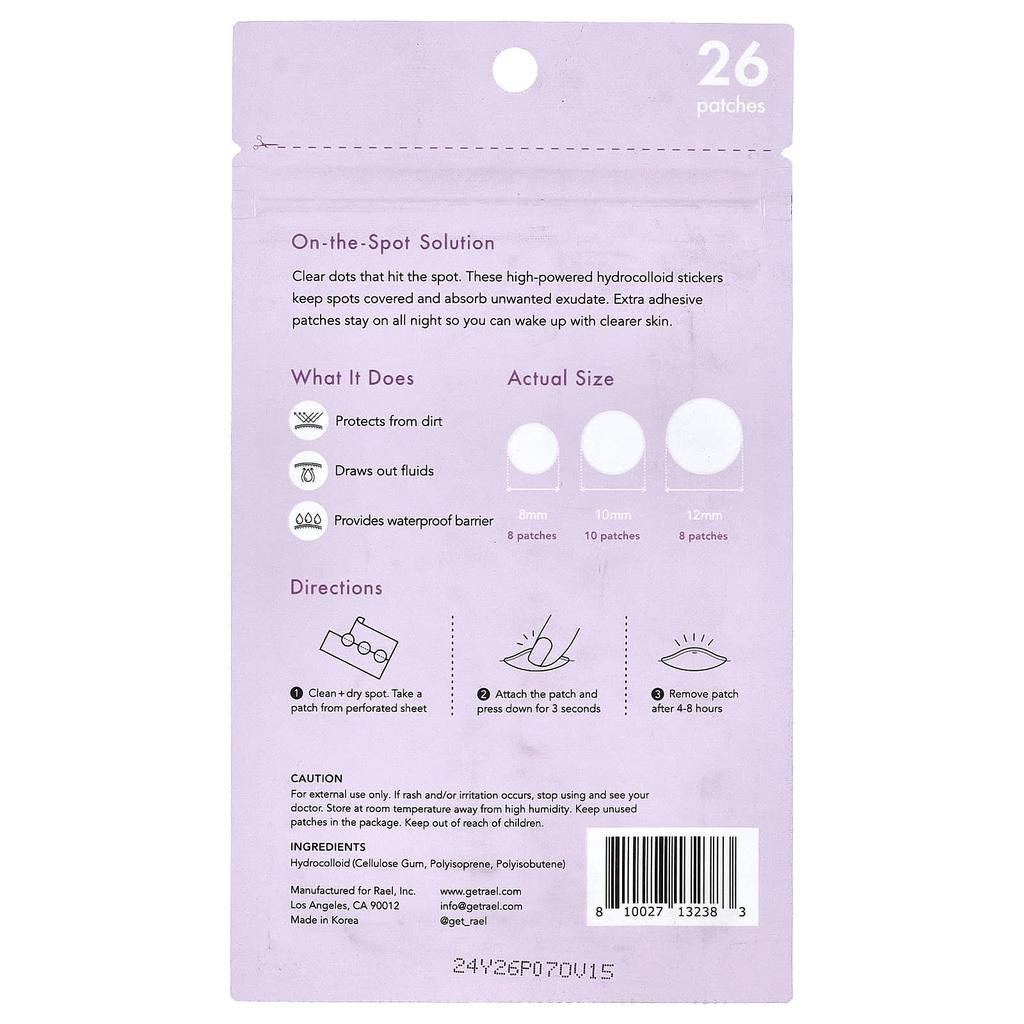 Rael Miracle Patch, Overnight Spot Cover, 26 Sheets