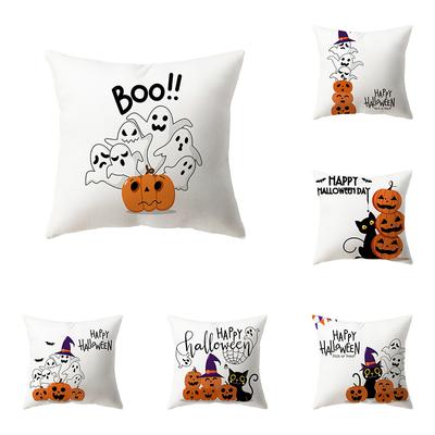 Devil Pumpkin Kitten Throw Pillow Cover Halloween Theme Throw Pillow Cover Sofa Chair Bed Cushion Cover Home Decor