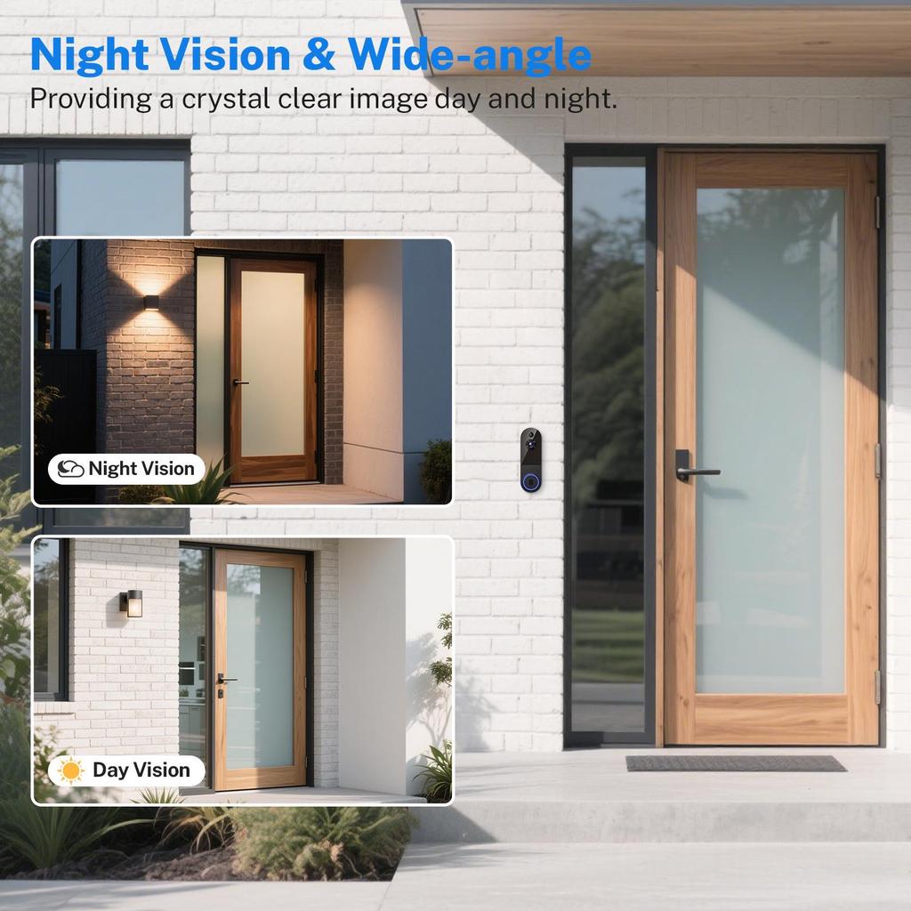 Smart Wireless Video Doorbell with Remote Intercom, HD Night Vision, Motion Detection, and Home Monitoring.