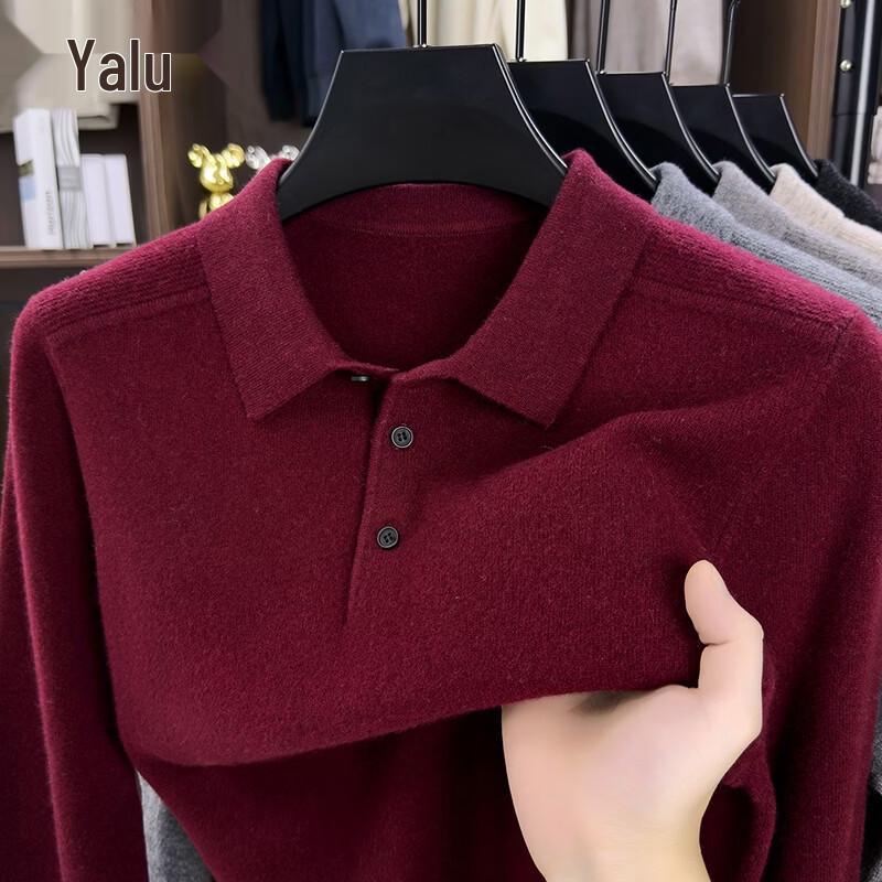 Yalu Men's Pure Wool Knit Polo Sweater