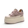 Fashion Retro 9cm Cow Suede Genuine Leather Women Vulcanized Shoes Platform Wedge Skate Boarding High Brand Heels Casual Stable Shoes