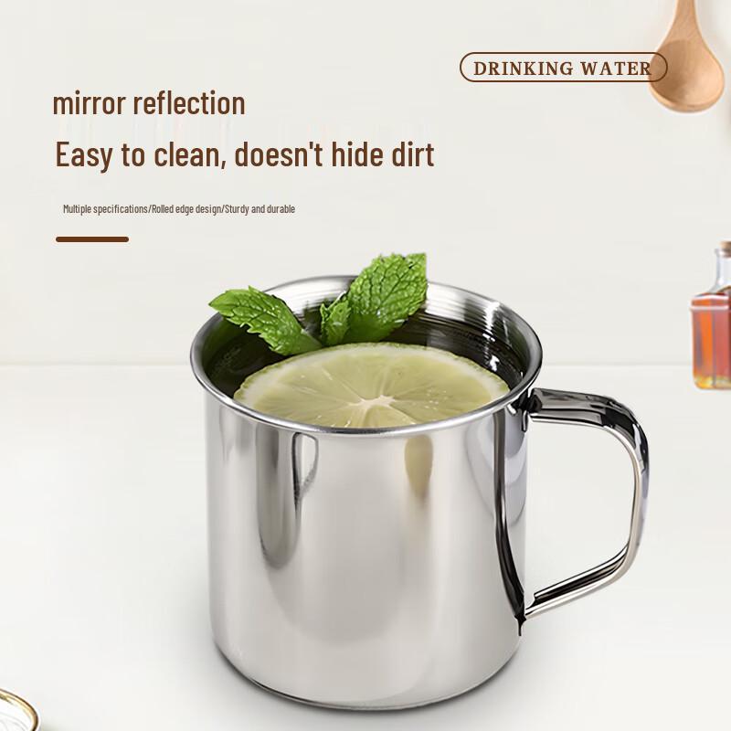 Jiwanggu 304 Stainless Steel Food-Grade Mug with Lid (10-Pack)