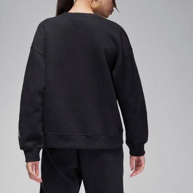 Jordan Numbers Letter Embroidery Casual Crew Neck Fleece Lined Long Sleeved Sweatshirt Women's Black FN5438-010