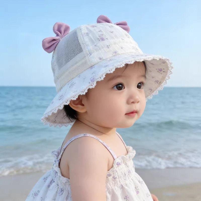 Baby Girls' Summer Mesh Bucket Hat: Cute Princess Sun Protection for Infants and Toddlers