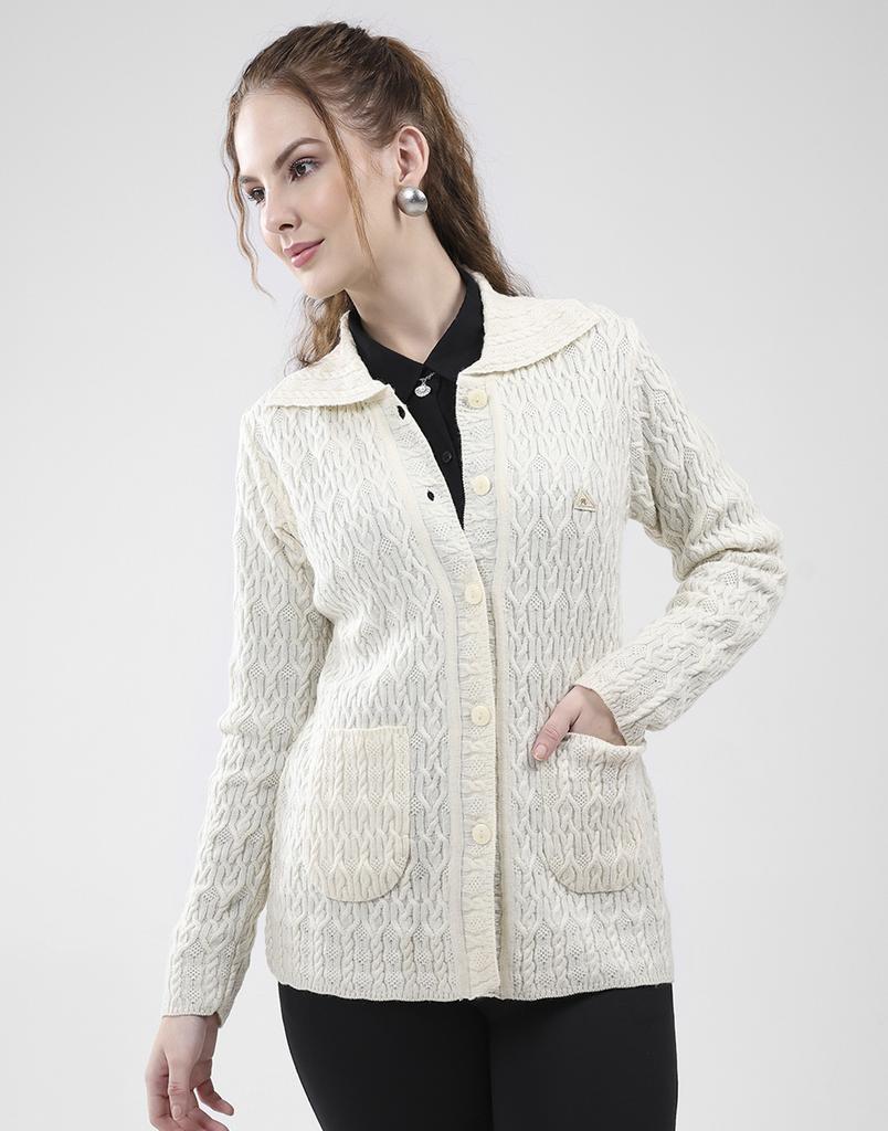 MONTE CARLO Women's Collar Neck Full Sleeves Cardigan