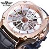 WINNER Men's Fashion Casual Hollow Out Mechanical Movement Waterproof Automatic Mechanical Watch